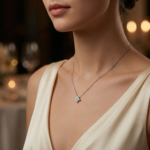 925 SILBER 0,40 KARAT MOISSANIT KETTE DAMEN BLOOM