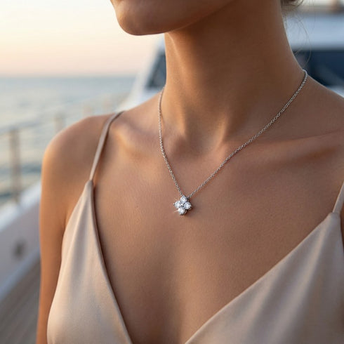 925 SILBER 0,40 KARAT MOISSANIT KETTE DAMEN BLOOM