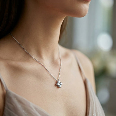 925 SILBER 0,40 KARAT MOISSANIT KETTE DAMEN BLOOM