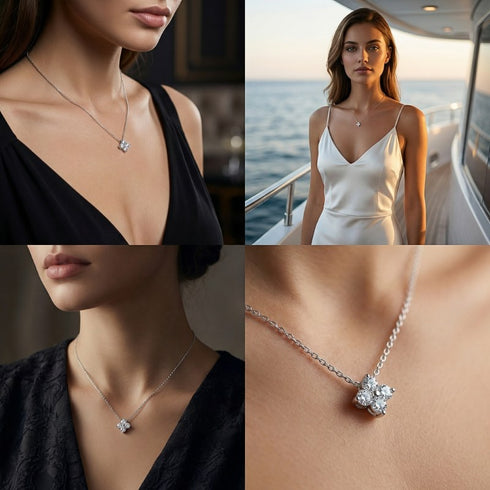 925 SILBER 0,40 KARAT MOISSANIT KETTE DAMEN BLOOM