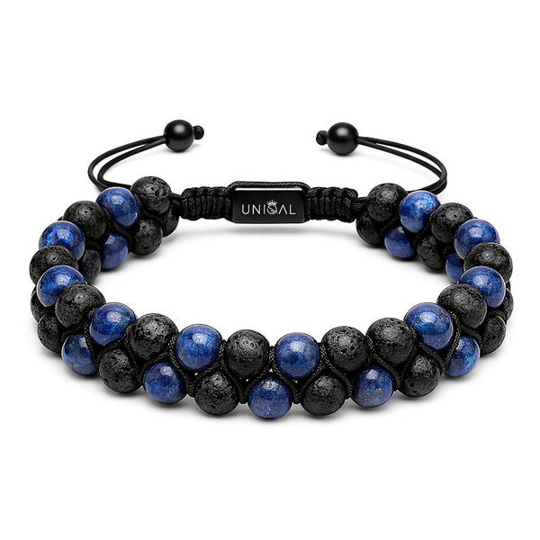 PERLENARMBAND LAPISAZULI & LAVASTEIN 6MM