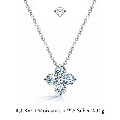 925 SILBER 0,40 KARAT MOISSANIT KETTE DAMEN BLOOM