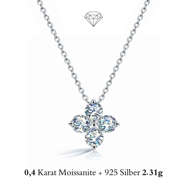 925 SILBER 0,40 KARAT MOISSANIT KETTE DAMEN BLOOM