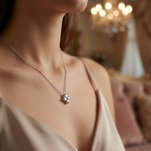 925 SILBER 0,40 KARAT MOISSANIT KETTE DAMEN BLOOM