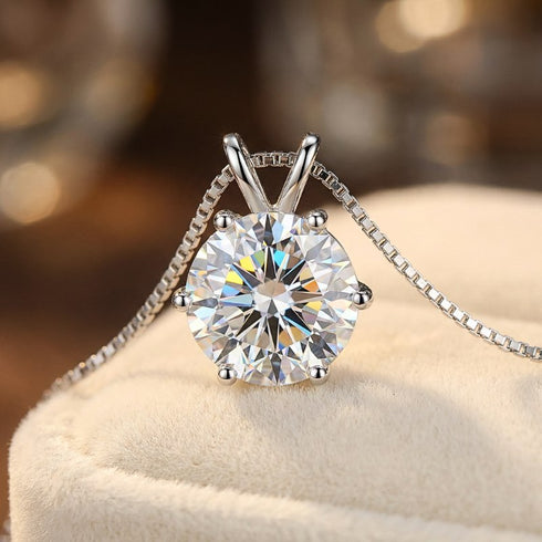 925 SILBER 3 KARAT MOISSANIT KETTE DAMEN SOLITAIRE