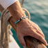 Herren Ankerarmband mit persönlicher Gravur, blauem Segeltau und Edelstahl Elementen