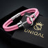 Herren Ankerarmband mit rosa Leder, Edelstahl Anker und elegantem maritimem Design