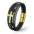 Gold kreuz armband leder herren uniqal