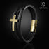 Gold kreuz armband leder herren uniqal