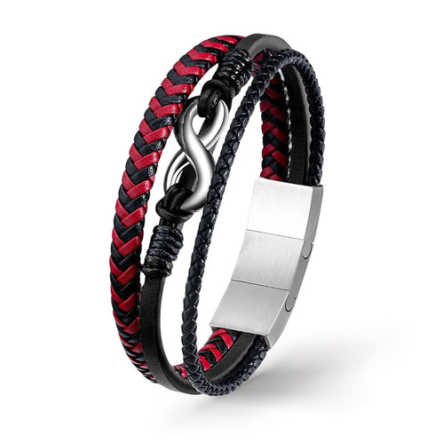 Lederarmband Herren Infinity unendlichkeit rot uniqal