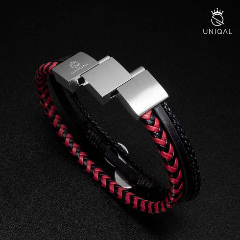 Lederarmband Herren Infinity unendlichkeit rot uniqal