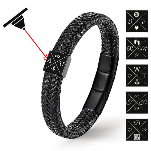 Personalisiertes Lederarmband Herren mit Gravur Namen Initialen