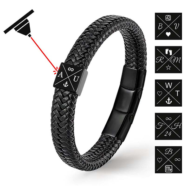 Personalisiertes Lederarmband Herren mit Gravur Namen Initialen