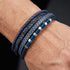 BLUE BRICS am Handgelenk Casuallook – blau schwarzes Lederarmband gravierbar Uniqal