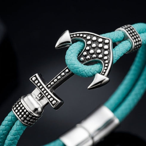 Wasserfestes Herrenarmband mit Edelstahl Anker und robustem Segeltau