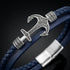 Hochwertiges Herrenarmband mit dekorativem Edelstahl Anker und blauem Lederband