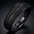 Black Shadow Uniqal Modernes geflochtenes Lederarmband für Herren aus schwarzem Leder mit elegantem Mehrlagen Design