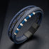 BLUE BRICS Lederarmband Seitenansicht – Magnetverschluss schwarz, personalisierbar Uniqal