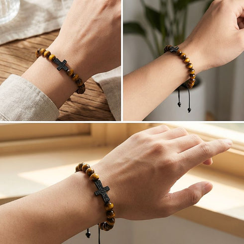 Uniqal Tigerauge Naturperlenarmband – ausgewogene Komposition, flexibel anpassbar-einreihig-8mm