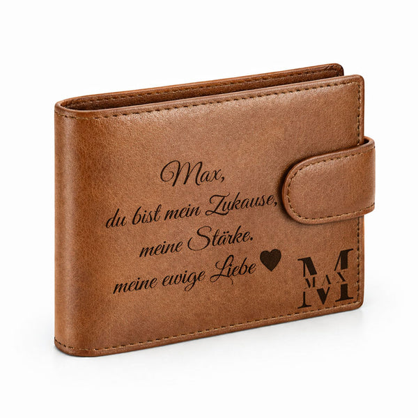 Braunes Lederportemonnaie für Herren mit individueller Gravur