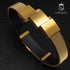Lederarmband gold mit Zirkonia und edelstahl uniqal