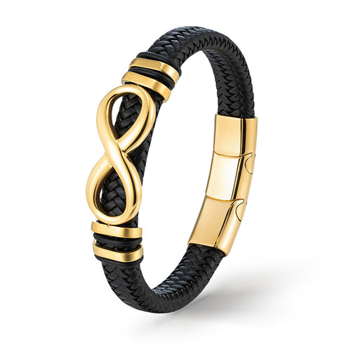 Gold Lederarmband unendlichkeit freundshaftsarmband endless infinity bracelet uniqal