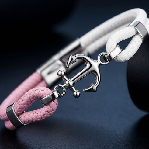 Gravierbares Ankerarmband mit Edelstahl Anker, Segeltau und persönlicher Gravur Möglichkeit