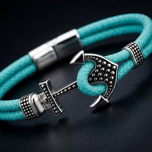 Herrenarmband aus Segeltau mit Anker Motiv und Möglichkeit zur persönlichen Gravur