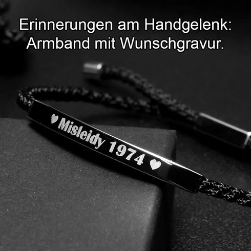 Geschenkidee Armband mit Gravur von UNIQAL, persönlicher Schmuck für Geburtstag Jubiläum oder besondere Momente