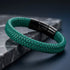 Premium grünes Lederarmband für Herren mit schwarzem Edelstahlverschluss und stilvoller Optik