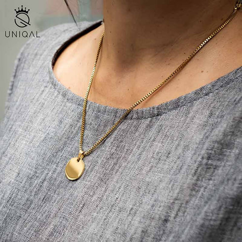 Goldene Gravur-Halskette Edelstahl, Unisex, Glücksbringer, personalisiert, Fischsymbol, Unendlichkeit, Geschenk für jeden Anlass uniqal