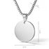 Edelstahl Halskette, runder Gravur-Anhänger, Silber, Glücksbringer, personalisiert, Unisex, Coingrösse