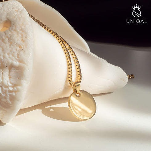 Runde Edelstahl Halskette Gold, personalisierbarer Anhänger, Unisex Schmuck, christliche Symbole, Kommunion, Konfirmation, Weihnachten Geschenkidee
uniqal