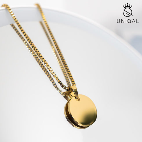 Personalisierte Edelstahlkette Gold, runder Anhänger, Unisex, christlicher Fisch, Unendlichkeitssymbol, Kommunion Konfirmation uniqa