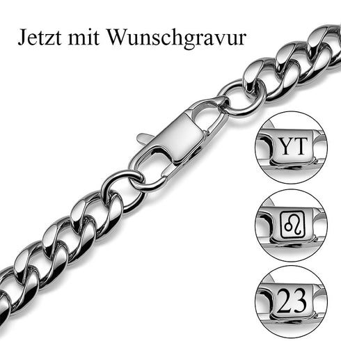 Moderne Herren-Halskette im Cuban Style – gravierbar & inklusive Geschenkbox
