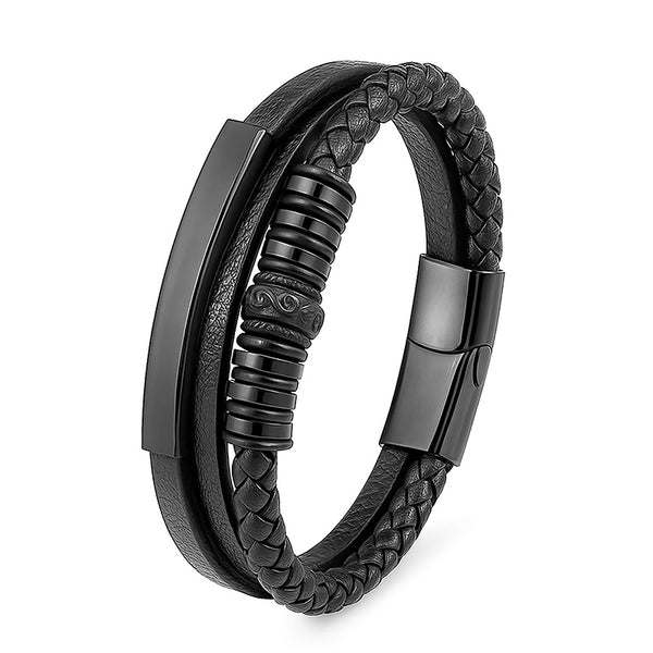 Lederarmband Herren schwarz uniqal