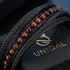 Schwarzes Herren Lederarmband mit Tigerauge Naturstein Perlen und geflochtenem Leder im eleganten Design