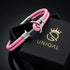 Elegantes Herrenarmband mit silberfarbenem Edelstahl Anker und geflochtenem rosa Lederband