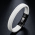 Elegantes weißes Herrenarmband aus geflochtenem Leder mit modernem Edelstahl Element