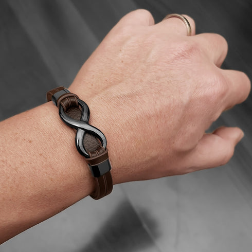 infinity lederarmband herren unendlichkeit braun uniqal