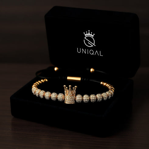 UNIQAL Crown King Armband in eleganter Geschenkbox – exklusives Armband mit goldener Krone, ideal als Geschenk für besondere Anlässe.