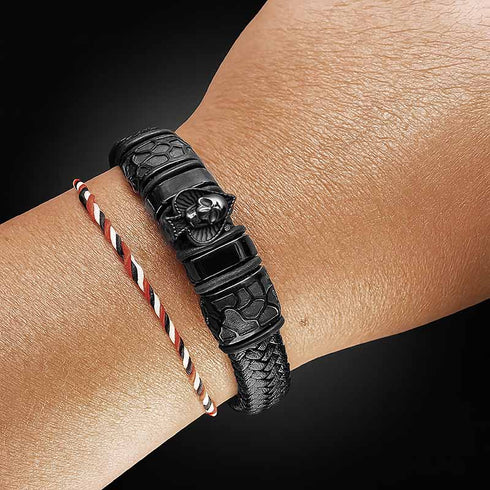 Armband totenkopf leder herren gravur skull uniqal