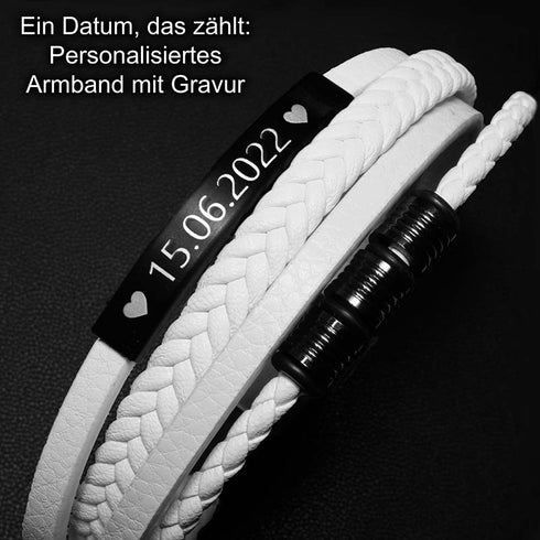 Personalisiertes lederarmband mit gravur datum initialen