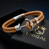 Hochwertiges Herren Lederarmband mit silberfarbenem Edelstahl Anker und elegantem Verschluss