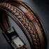 Premium braunes Lederarmband für Herren mit stilvoller Flechtoptik und edler Verarbeitung