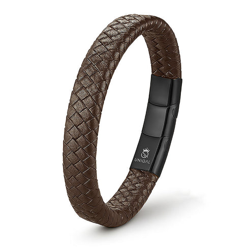 Braunes Lederarmband Herren „DESIRE“ mit schwarzem Magnetverschluss – stilvoll & handgefertigt-uniqal
