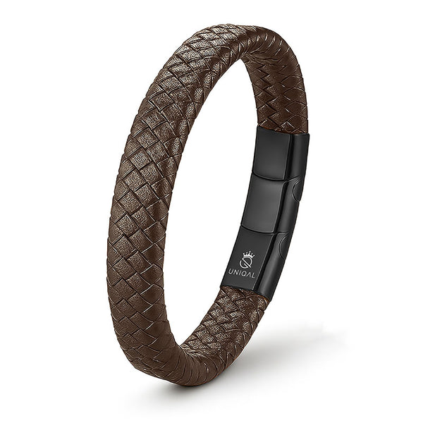 Braunes Lederarmband Herren „DESIRE“ mit schwarzem Magnetverschluss – stilvoll & handgefertigt-uniqal