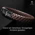 Geflochtenes Echtleder-Armband in Dunkelbraun mit schwarzem Magnetverschluss, gravierbar, personalisiert, uniqal