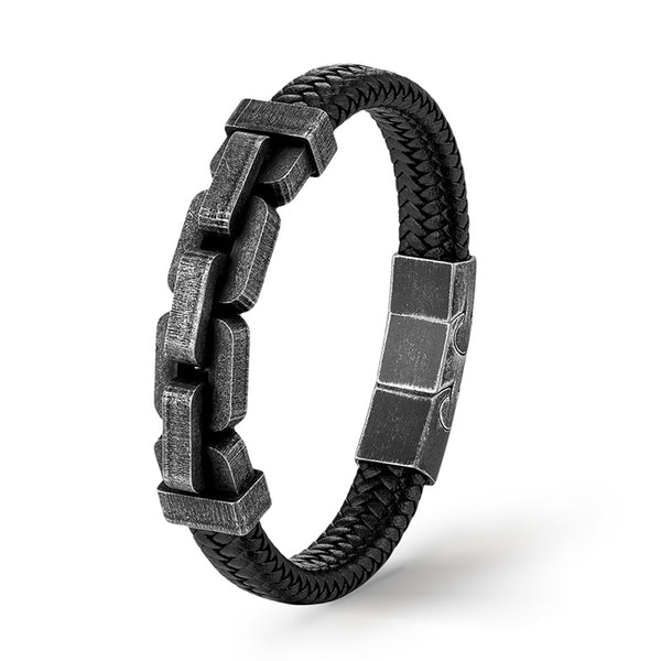 Lederarmband panzerarmband geflochten kette brushed chain bracelet uniqal