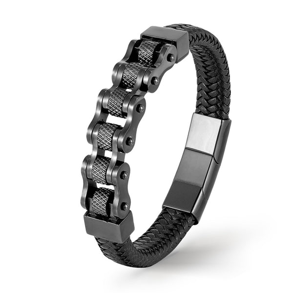 Motorradkette Fahrradkette Kettearmband Lederarmband Chain bracelet uniqal